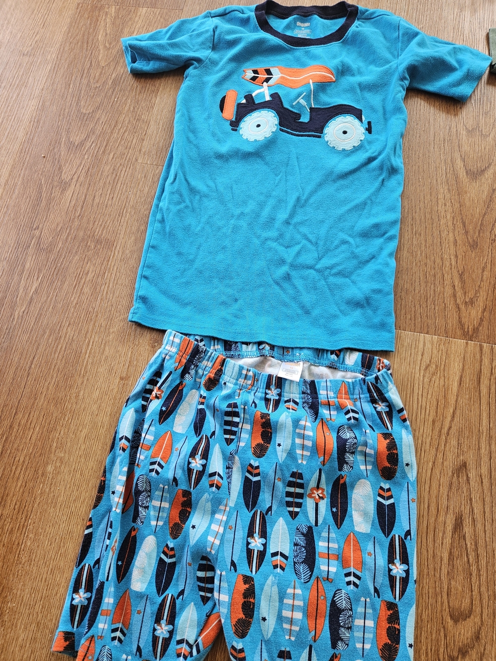 Gymboree Turquoise and Orange Surfboard Pajama Set